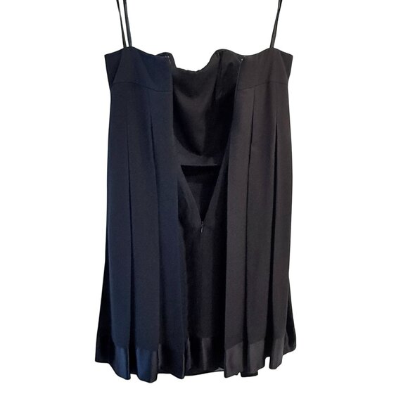 Shani Black Strapless Cocktail Dress Tuxedo Style Pleated White Bib Silk Size 4 - Picture 9 of 9